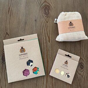 Beeswax Food Wraps Set of 6 Reusable Mesh Produce Bags Set of 5 Eco Friendly